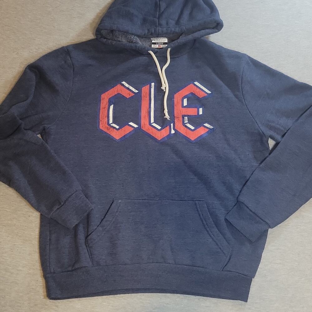 Where I'm From Men's Blue Pullover Fleece Hoodie CLE Graphic Logo Size L